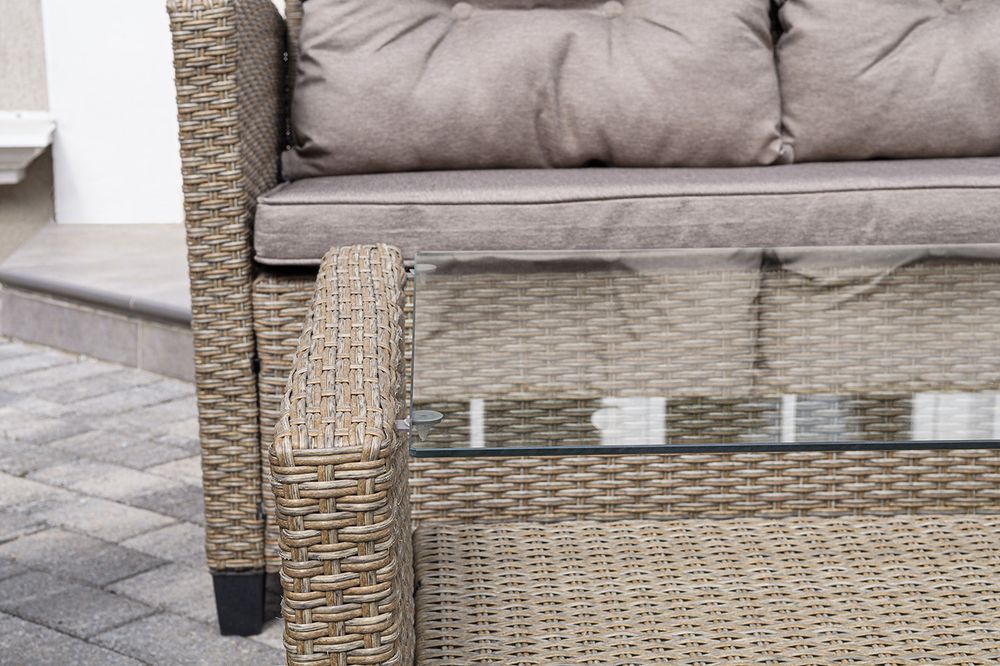 "Филадельфия" лаунж-зона из искусственного ротанга, цвет соломенный, цвет подушек бежевый