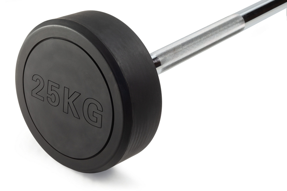 Штанга неразборная обрезиненная 25 кг. Прямой гриф. VictoryFit VF-DX4250