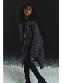 Шуба женская чебурашка тедди экомех, графитовая, SilverFox (арт. 1188-101)