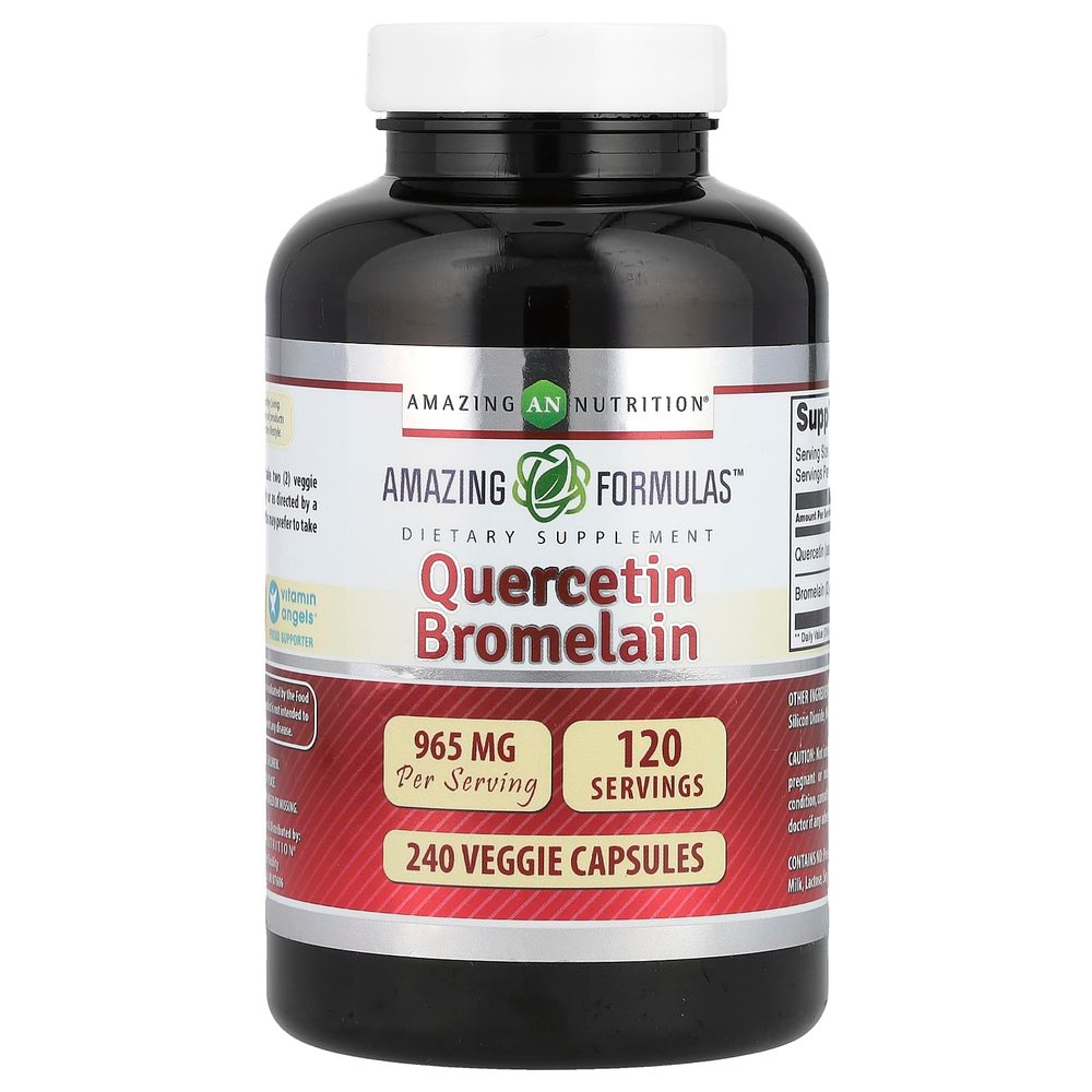 Amazing Nutrition, кверцетин с бромелаином, 240 растительных капсул
