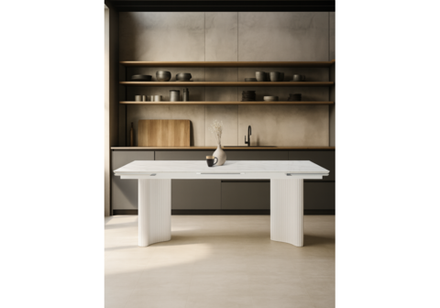 Стол стеклянный Woodville Мален 240x110 белый мрамор, белый