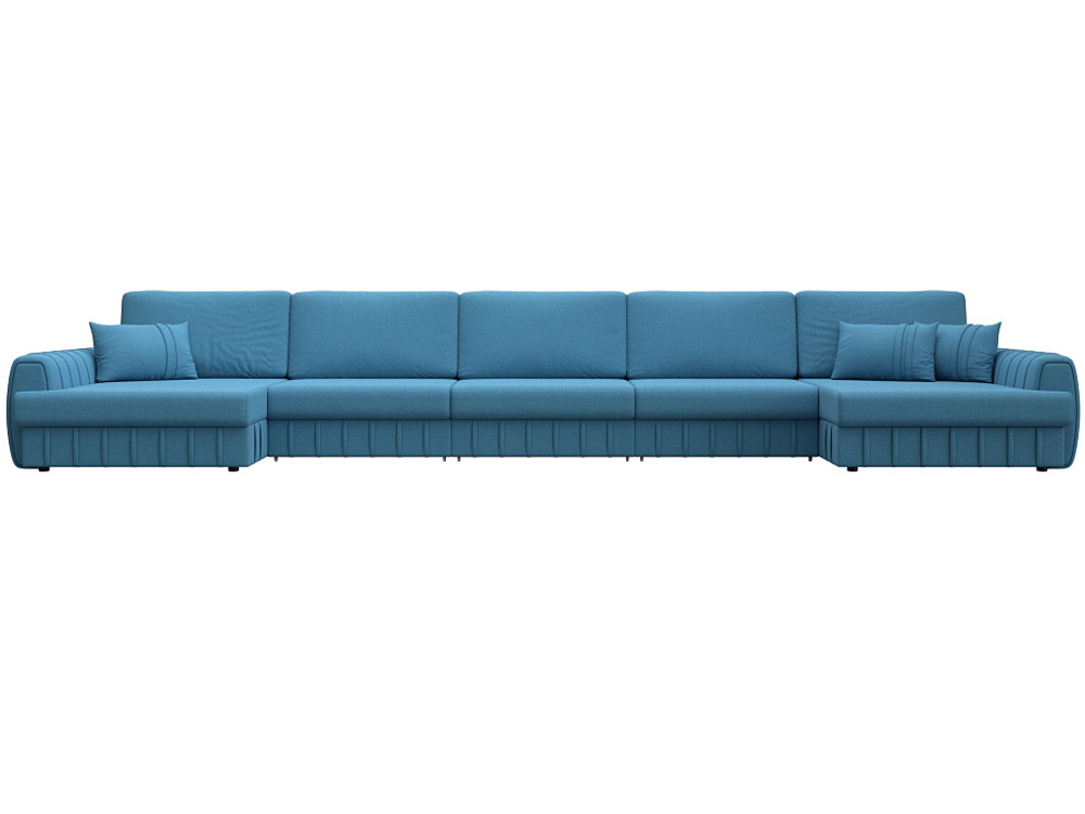 Диван П-образный Лига-057 НПБ МегаЛонг, Амур 10 голубой, Рогожка, 129353