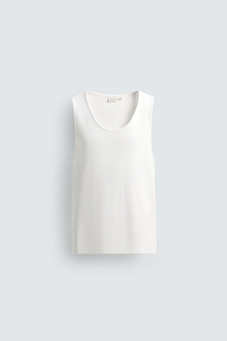 ZARA МАЙКА В РУБЧИК, БЕЛЫЙ