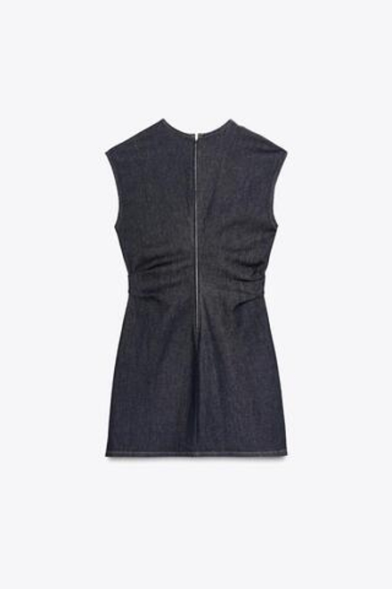ZARA КОРОТКОЕ ДЖИНСОВОЕ ПЛАТЬЕ TRF С ДРАПИРОВКОЙ, МОРСКОЙ СИНИЙ