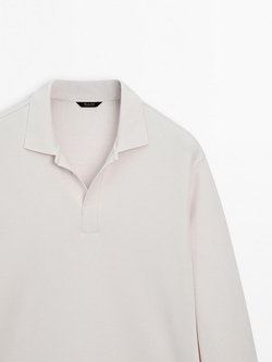 Massimo Dutti Свитер с воротником-поло, бежевый