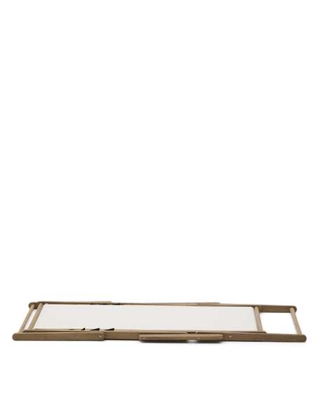 Складной шезлонг Vilara для улицы из акации и текстиля белого цвета