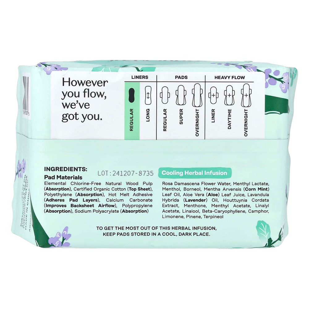 The Honey Pot Company, органический охлаждающий травяной настой, обычные прокладки, 30 шт.