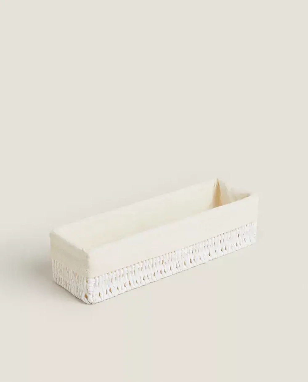 ZARA HOME ПРЯМОУГОЛЬНАЯ КОРЗИНА С ТЕКСТИЛЬНОЙ ПОДКЛАДКОЙ, БЕЛЫЙ