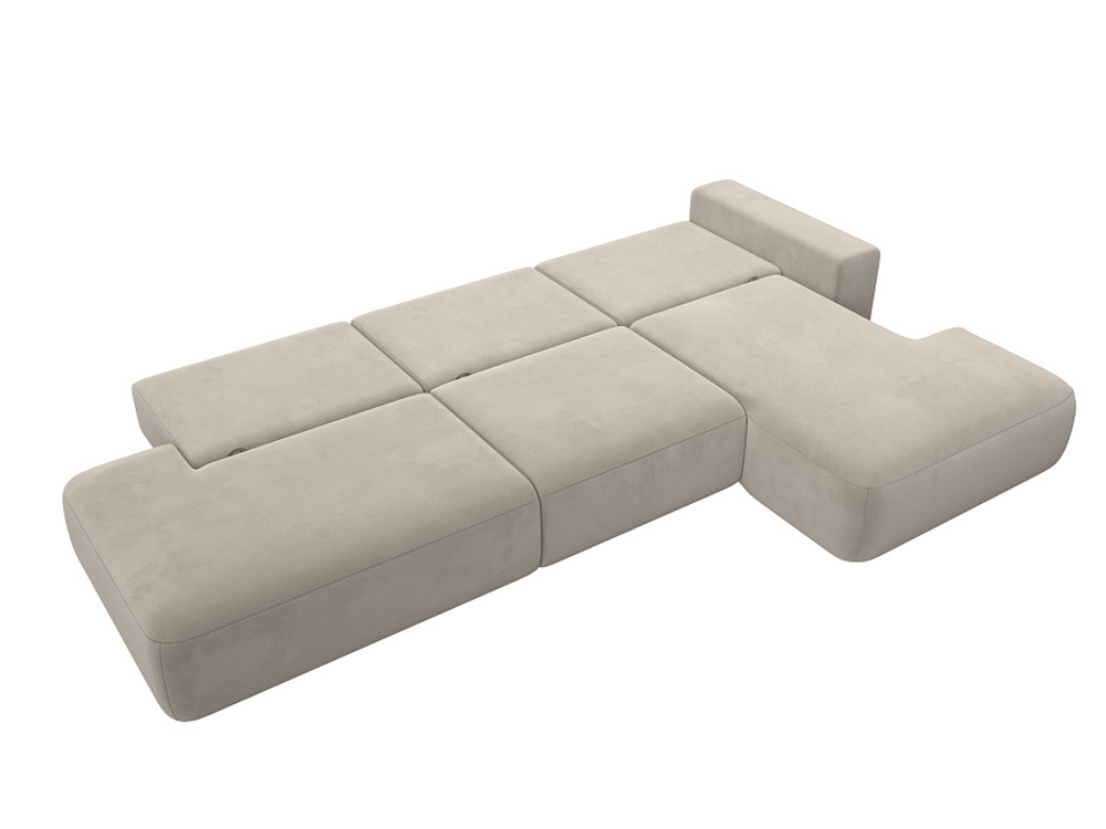 Диван угловой Лига-036 НПБ Модерн Лонг правый угол МИКРОВЕЛЬВЕТ Бежевый