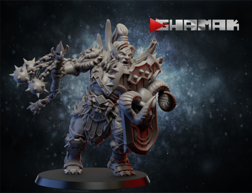 Grand Alliance Chaos Everchosen and Slaves to Darkness Chaos Marauder Мародёр с цепом и щитом миниатюра для dnd, днд, pathfinder, фентези, Настольная игра, НРИ, Варгейм, РПГ