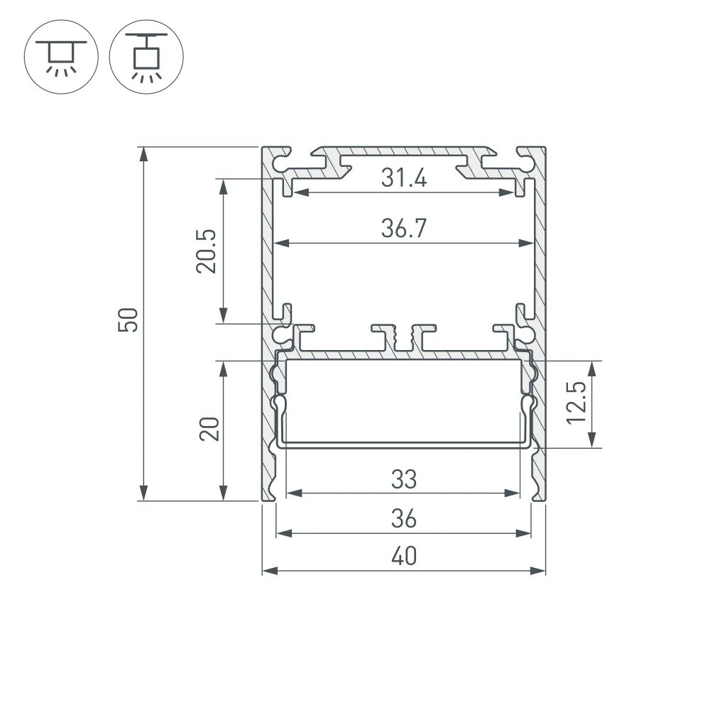 Профиль SL-LINE-4050-3L-2000 ANOD (Arlight, Алюминий) 044666
