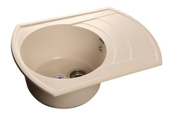 GRANFEST Мойка мрамор RONDO GF-R--650L чаша с крылом  650*500мм  белый  арт.GF-