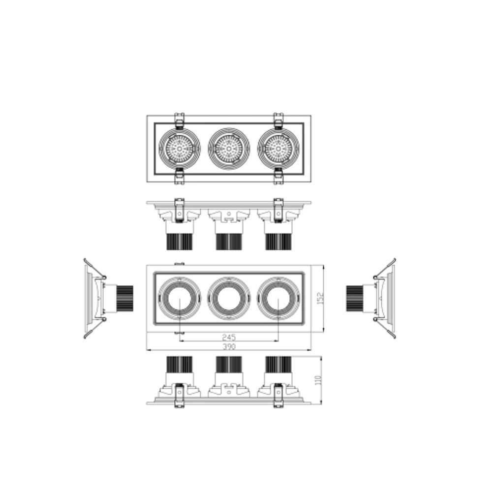 Светильник светодиодный встраиваемый Даунлайт ЭРА SKD-13-36-40K-W20 3х20Вт 4000K 5400Лм 390х150х110 5 лет гарантии | Downlight