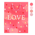 Пакет подарочный "Love" 18*23*10 см, ручки-шнурок, обработка - фольга, 4 цвета микс