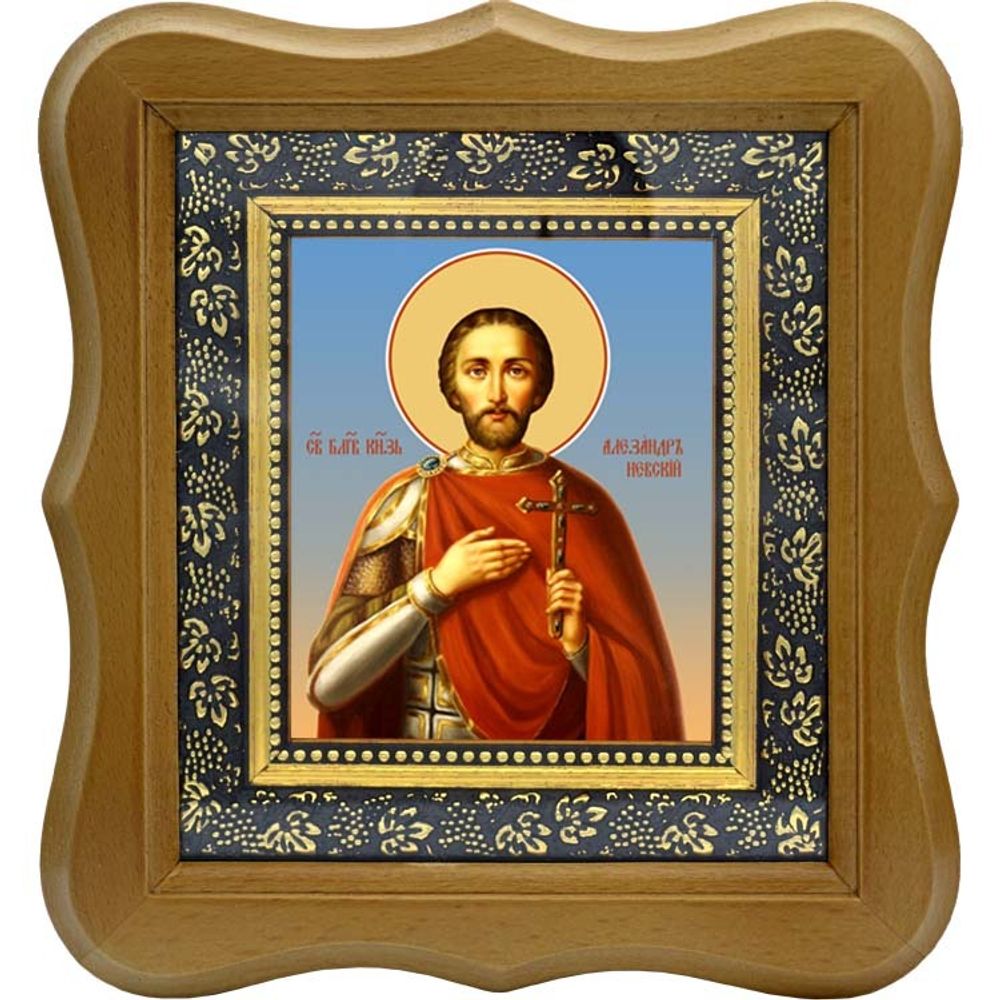 Александр Невский. Святой благоверный князь. Икона на холсте.