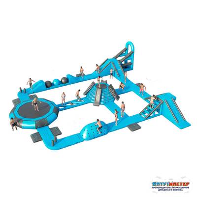 Коммерческий надувной аквапарк для бизнеса «Синий шторм» 33×30×5 м