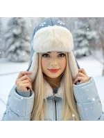 шапка зимняя ушанка вязаная с мехом