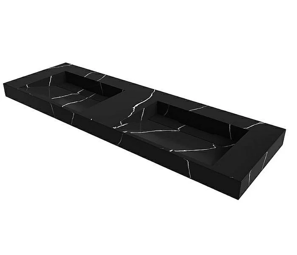 Раковина-моноблок двойная Armadi Art Flat Nero Marquina 859-140-NM черный мрамор