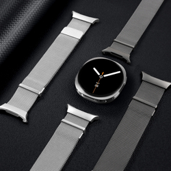 Ремешок из нержавеющей стали серебристого цвета от Dux Ducis для смарт часов Samsung Galaxy Watch 8 (40 и 44мм), серия Milanese Series (миланская петля)