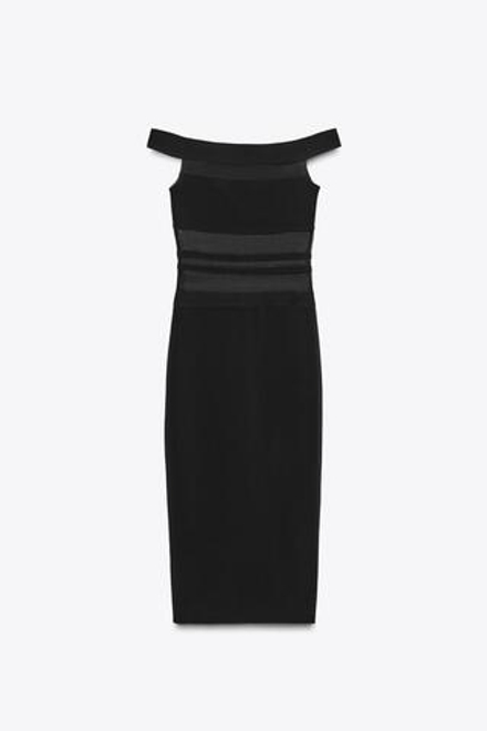 ZARA КОМБИНИРОВАННОЕ ПЛАТЬЕ-СТРЕЙЧ, ЧЕРНЫЙ