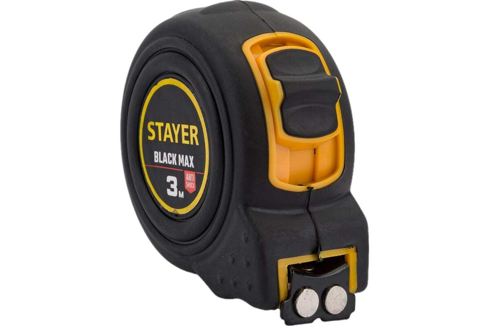 Рулетка Stayer BlackMax 3м / 16мм в ударостойком полностью обрезиненном корпусе и двумя фиксаторами 3410-03_z02
