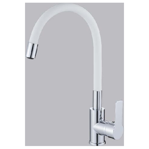 Смеситель для кухни 35к HB70112-8 HAIBA гибкий излив, б/отв боковая,БЕЛЫЙ/ХРОМ