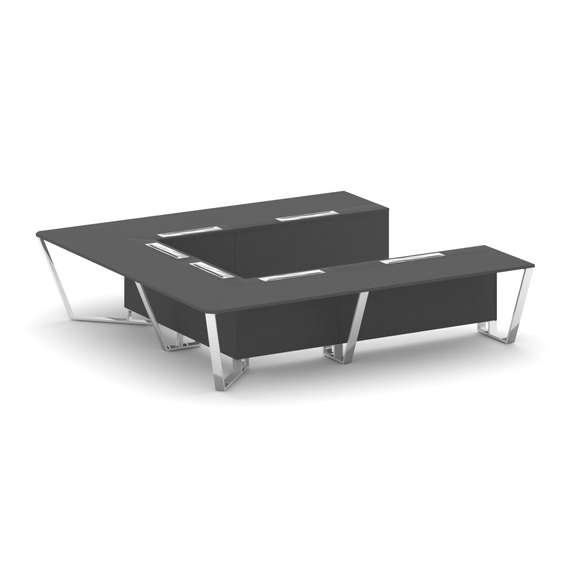 Steel Meet Стол переговорный П-образный MD-PR.B.SP-11P Антрацит/Нержавеющая Сталь/Хром 3200*3200*750