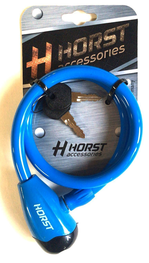 Замок вело 12х650мм автом. на ключе синий HORST