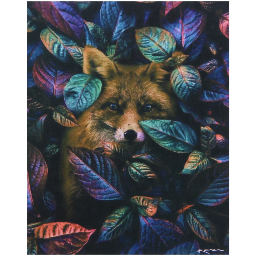 Алмазная мозаика на подрамнике с полным заполнением «МИР ЯРКИХ КРАСОК», таинственный лис, 30*40 см