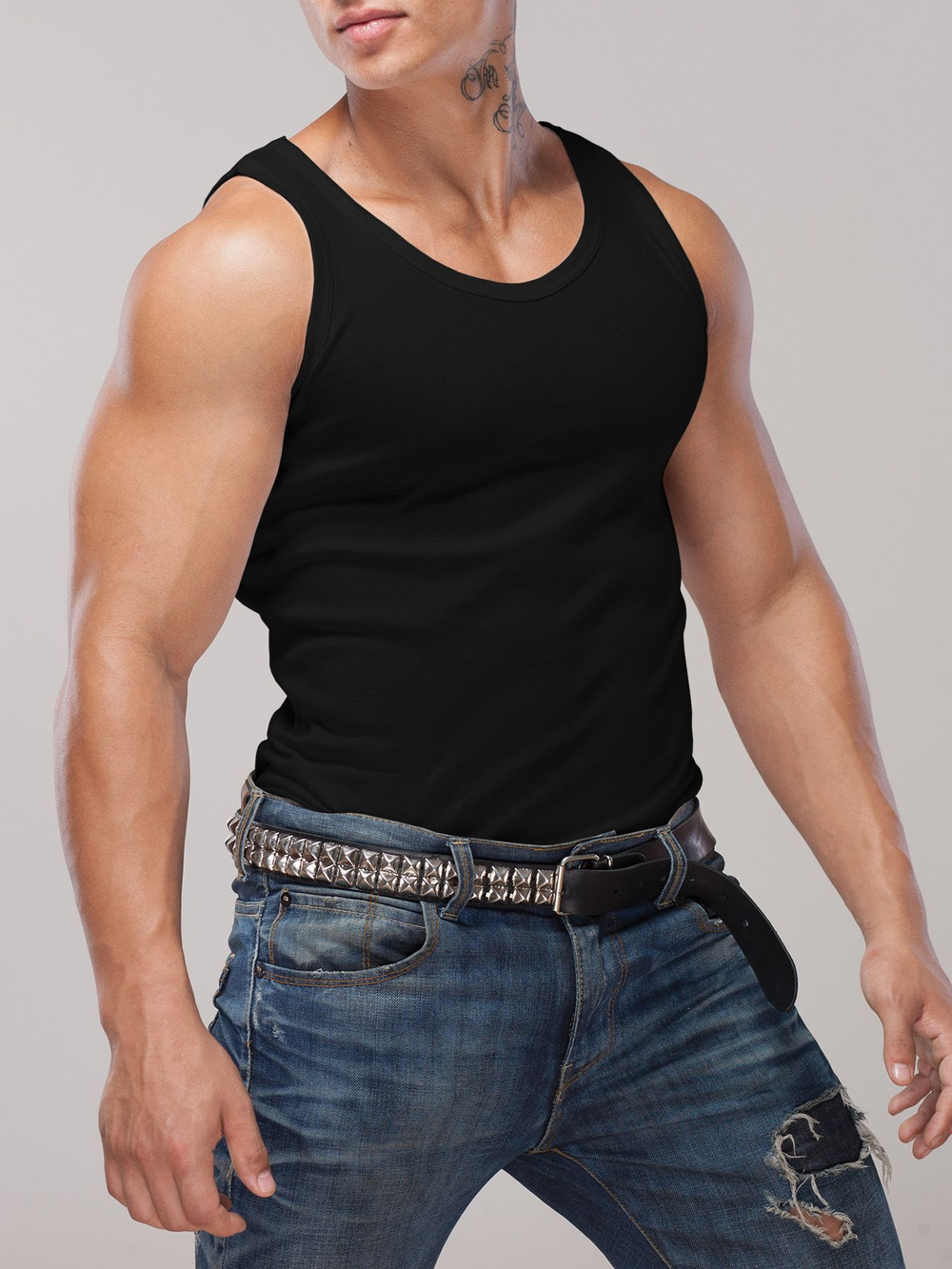 Уютная мужская майка в мелкий рубчик (Размер: XL) (Цвет: черный)