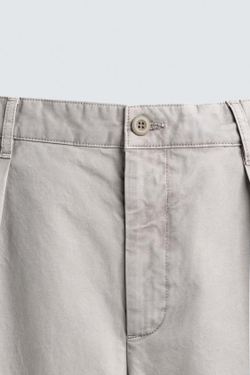 ZARA БРЮКИ RELAXED FIT СО СКЛАДКАМИ LIMITED EDITION, ЖЕМЧУЖНО-СЕРЫЙ