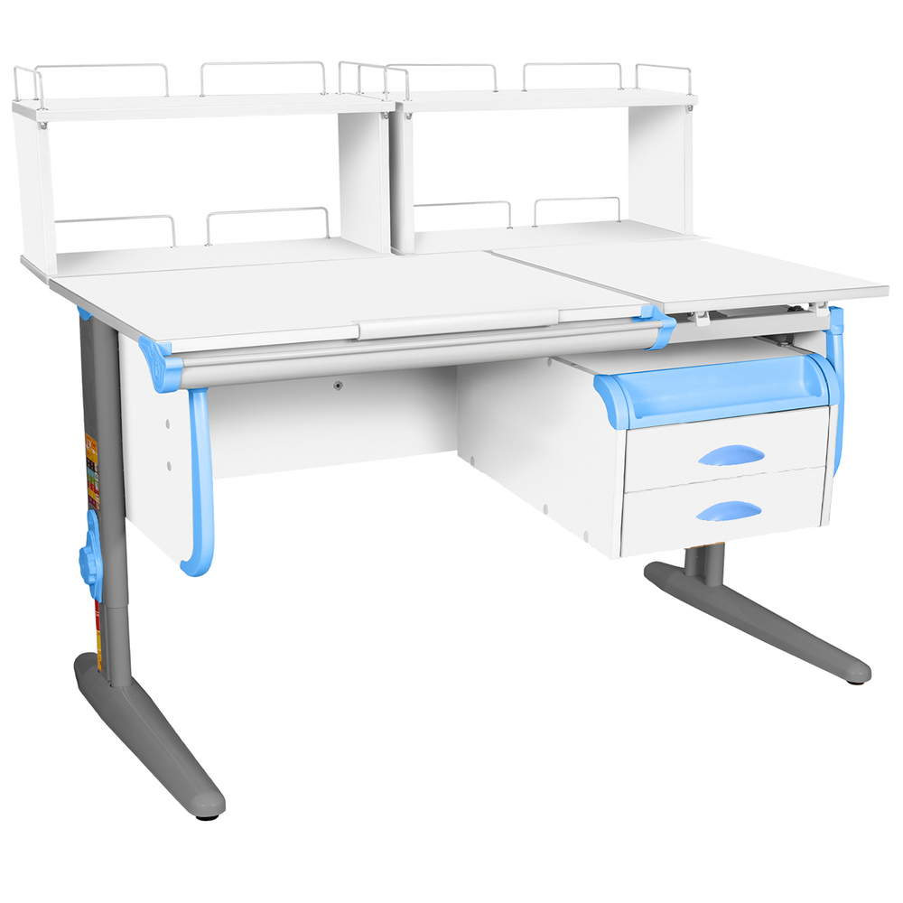Растущая парта СУТ 25 с задними полками СУТ.15.240 и навесной тумбой (1200×880 мм)