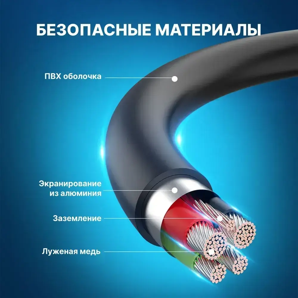 Кабель удлинитель USB 2.0 AM/AF для компьютера, Vention провод юсб для ноутбука и телевизора, переходник 1 метр арт.CBCBF