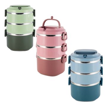 Ланч бокс тройной 2400 мл. Kamille KM-2137 пластик, нержавеющая сталь