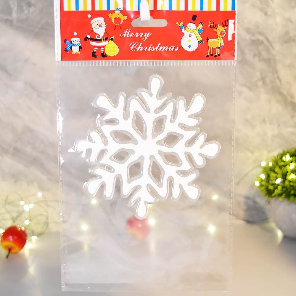 Наклейка новогодняя "Причудливая снежинка" 15*20см, белый