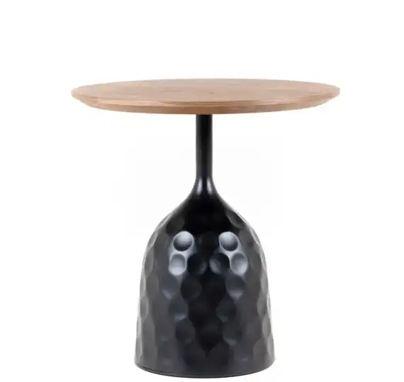 Столик журнальный Lemosab, Ø50х52 см, черный металл, столешница орех