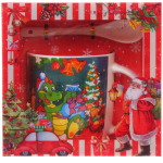 Кружка керамическая 370мл «Веселый Дракоша» с ложкой в подарочной коробке