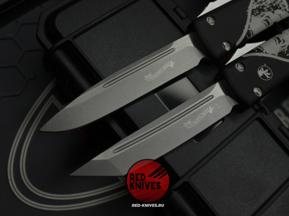 Ножи Microtech Ultratech Death Card Tanto T/E (Левый) + Standard S/E (Правый) "Memento Mori" А+++ - комплект 2 ножа