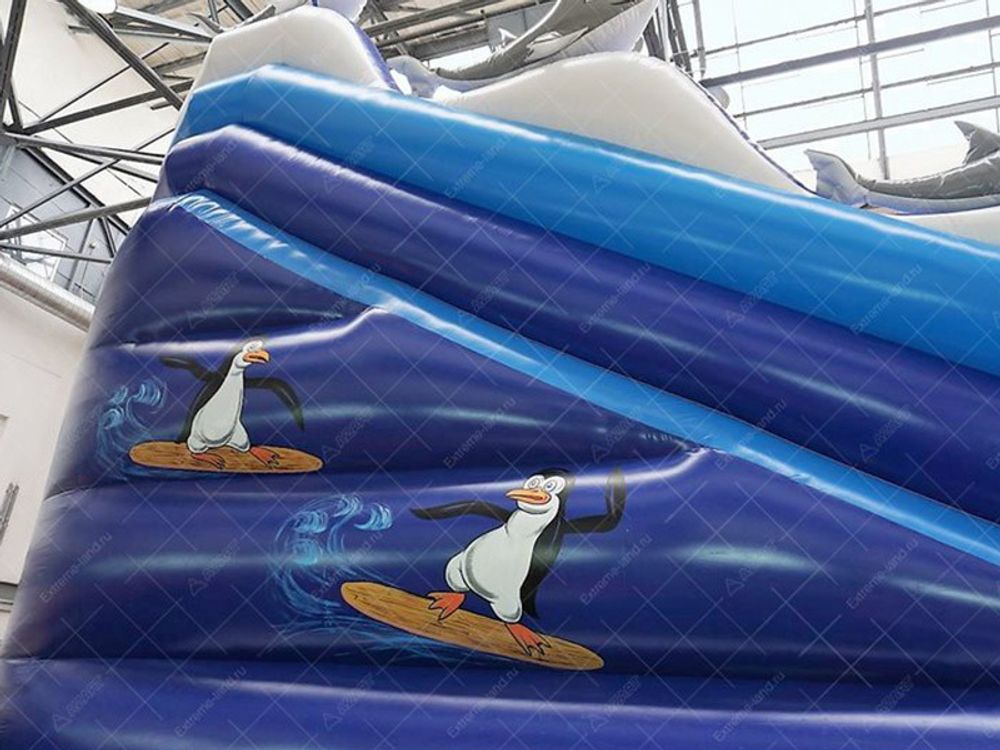 Батут-горка "Дельфины 2" с барьером