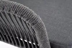 "Лион" стул плетеный из роупа, каркас алюминий серый (RAL7022) муар, роуп серый круглый, ткань серая 017