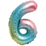 Шар с клапаном (16"/41 см) Мини-цифра, 6, Нежная радуга, Градиент 1 шт.