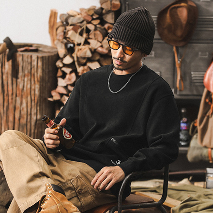 Трикотажный свитер с карманами на замках ,мужской осенний и зимний свободный Американский ретро стиль