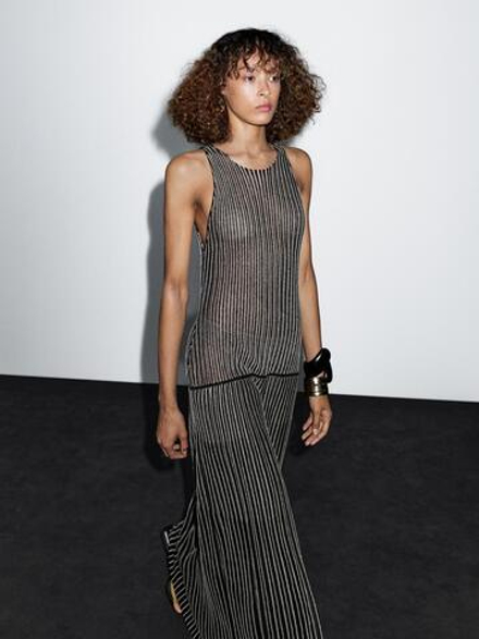 Massimo Dutti Длинное трикотажное платье с плиссировкой, черный