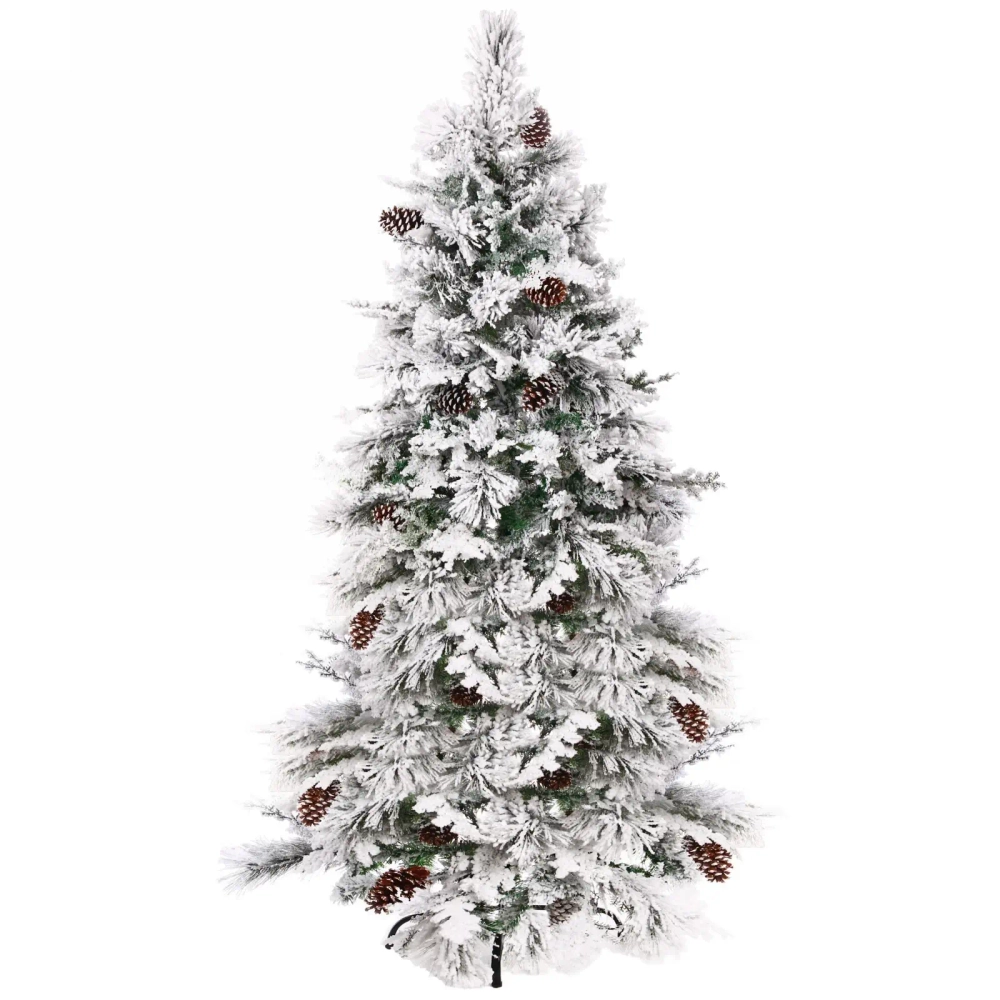 Ёлка «Кружевница» 240 см, ПВХ+Леска с шишками белая снежная посыпка (819 веток)