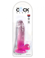 Розовый фаллоимитатор с мошонкой на присоске 7’’ Cock with Balls - 20,3 см. (Цвет: розовый)