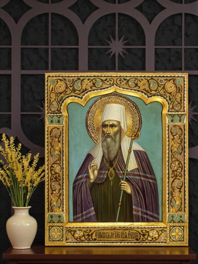 Святой Иоанн митрополит Тобольский (Максимович). Деревянная икона на левкасе
