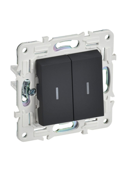 Выключатель проходной 2-кл. SKANDY 10А SK-V10G с индикацией графит IEK SK-V22-1-10-K53
