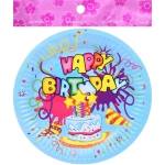 Тарелка бумажная 18 см в наборе 10 шт «HAPPY B-DAY!», Голубой