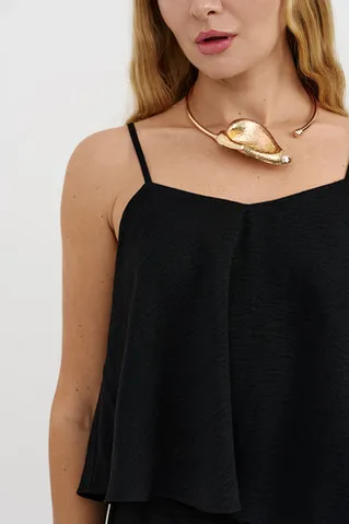 Асимметричный топ из шифона черного цвета