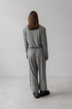 Брюки тенсель с кружевом (серый)